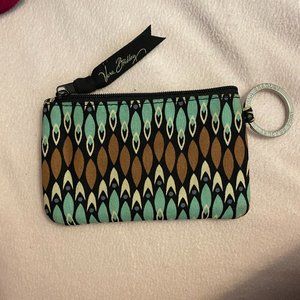 Brown and Blue Vera Bradley Zip ID Case/Coin Purse